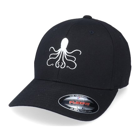 Iconic - Sort flexfit Kasket - Octopus Silhouette Black Flexfit @ Hatstore