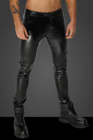 H067 Long pants made of snake wetlook with back pockets - Vuxen.fi - Miesten vaatteet - Noir Handmade