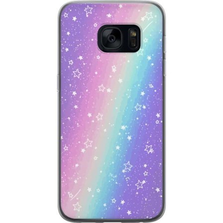 Kompatibelt Mobildeksel til Samsung Galaxy S7 Rainbow-farget pastellbakgrunn med hvite stjerner og gnistrende prikker i myk overgang