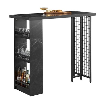 Rootz Modern Bar Bord - Køkkenbord - Spisebord - Robust MDF og metalstel - Justerbare fødder - Rummelig opbevaring - 120cm x 105cm x 50cm