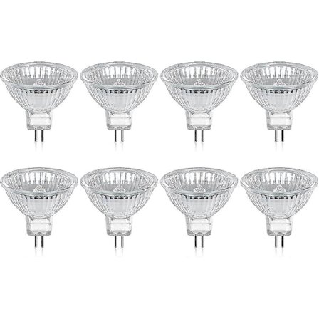 Sett med 8 Gu5.3 Mr16 20w 12v Varmhvit Halogenpære, Glassbeskyttelse 400lumen 2-pins Spotlight Erstatning For 20w Halogen