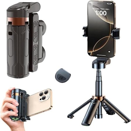 PocketFlex ministativ, Elevopro Pocket 360, fjernkontroll og lamper for iPhone (svart, ministativ).