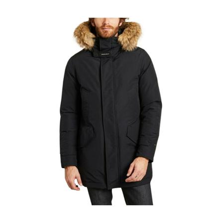 Woolrich, High Neck Polar Parka With Coyote Fur Zwart, Heren, Maat:M