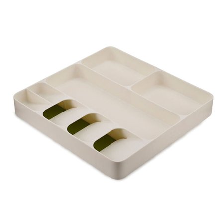 Miljøvenlig 3 i 1 Sølvtøjsskuffe Organizer Plastikredskabsholder til Kniv Gaffel Ske og Spisepinde Hvid