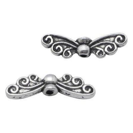 12 st. Nickelfria silverpläterade änglavingar 22x7 mm.