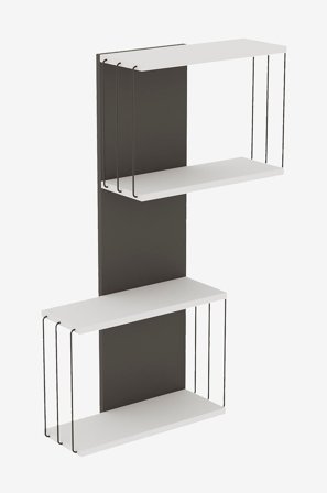 Hanah Home - Seinähylly Destan - Tummanharmaa, mäntyä - Valkoinen - Seinähyllyköt - - Homeroom