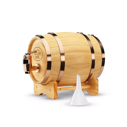 Whisky-tønde i træ - elegant drikkevaredispenser i rustikt desi