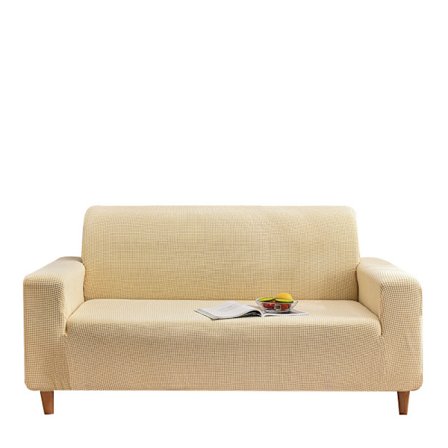 Beige; 4-sits, 230×300cm; Elastiskt sofföverdrag i majsfleece med full täckning, förtjockat för alla årstider, schäslong kombinationssofföverdrag