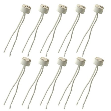 Pakkaus, jossa 10 kpl MR16 GU5.3 LED-kantoja, keraamisia kantoja, yhteensopiva halogeeni- ja LED-lamppujen kanssa.