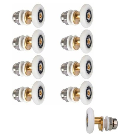 8 stk. 25mm brusehjul til brusedør - Rullende hjul til brusedør - Skydedørshjul - Erstatningshjul til dørruller