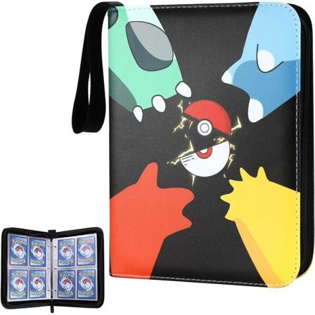 4-lommers Handelskortbinder 400-lommers Pokemo n Kortmappe med 50 Avtakbare Hylsesekker Glidelåst Handelskort Holder for Kortalbum