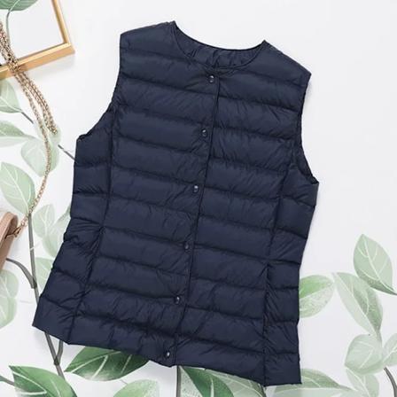2023 Nye Ankomster Efterår Vinter Varme Kvinder Ærmeløs Dunforing Taljejakke Kvinde Ultralet Hvid Andedun Vestjakker Navy Blue M