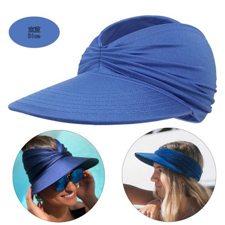 Visor Hat, Solhatt Dame Solbeskyttelse Strandhatt Bred Bremskjerm Solhatt med UV-beskyttelse for Sport Golf Tennis Utendørs Strand 56-65CM