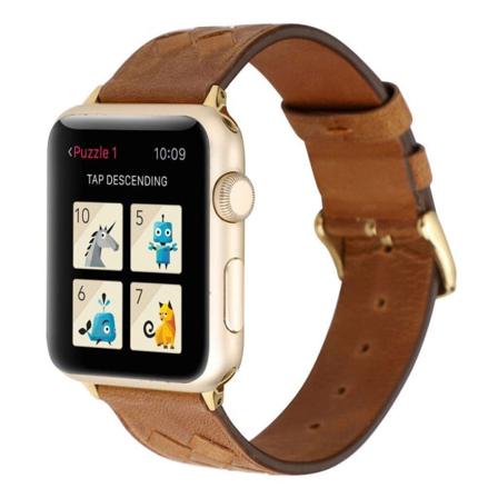 Apple Watch Series 4 40mm vævet ægte læder Urrem - Brun Brown
