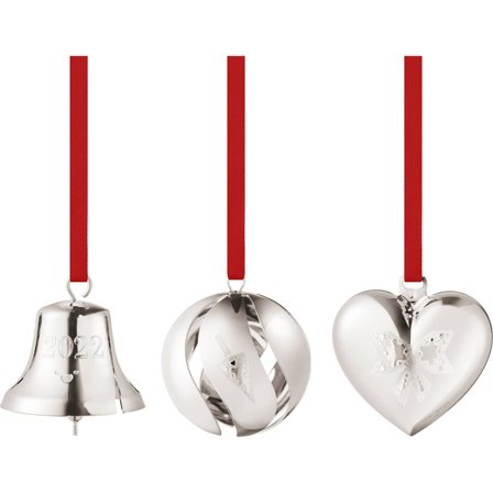 Georg jensen 2022 Sett med kule, klokke og hjerte, palladium