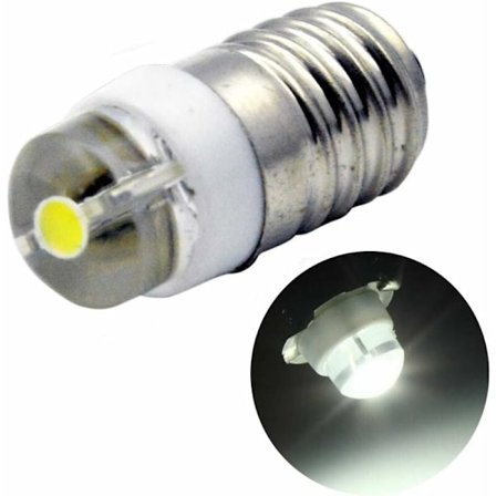 E10 LED Pære DC 3V 0.5W 6000K Hvid 200LM LED Pære til Lommelygte, Negativ Jord (Pakke med 1)