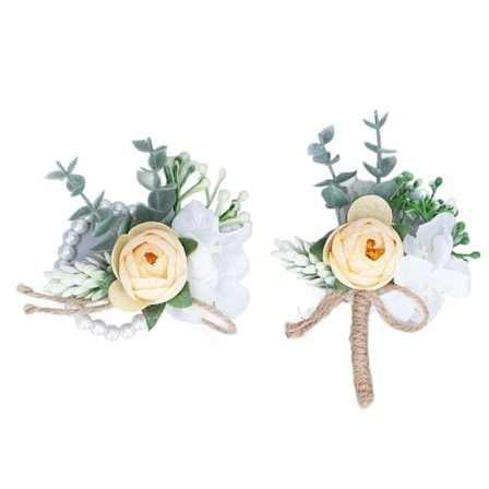 Hienostunut kannettava häämorsiusneito sulhanen helmi keltainen rannekukka rannekorusetti