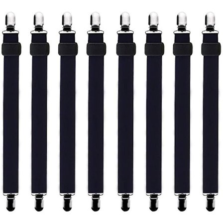 8 st (30 cm till 120 cm) Justerbara Spända Lakansfästen, Justerbara Spännare, Passar Alla Sängar och Madrasser, Svart