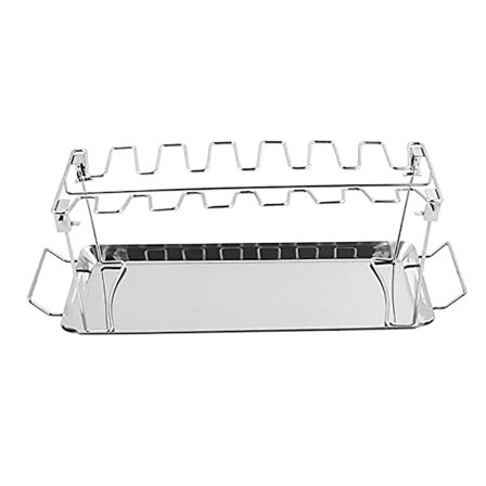 Kyllinglårholder, rustfritt stål, kyllinglårholder, for 14 kyllinglår, grill, oppvaskmaskinsikker, non-stick, slitesterk