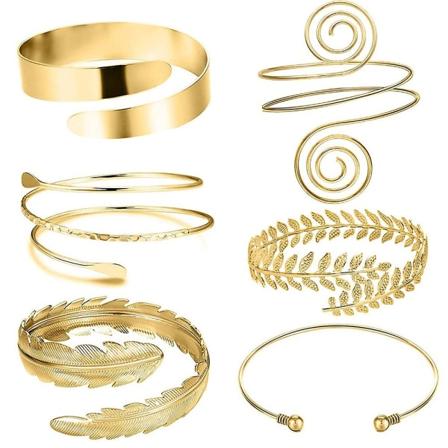 6 stk. armbånd, overarm med mansjettarmbånd, justerbart armbåndsett
