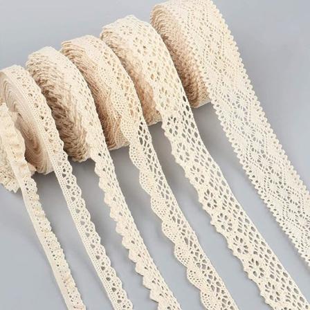 IC Vintage-pitsinauha 30 m puuvillaa, koristeellinen pitsinauha, pitsinauha, lahjanauha häihin, tee-se-itse-koristelu ‎Beige