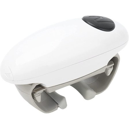 Elektrisk burköppnare med 2 öron i ABS-form, automatisk burköppnare, batteridriven med svart knapp