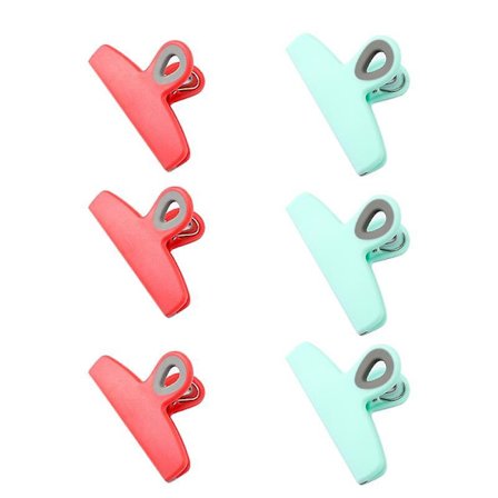 6 Store Kraftige Poseklyper, 12,7 cm Chipsposeklyper, Store Matlagringsklyper Med Lufttette Håndtak For Brødposer, Snackposer Og F (grønn Og Rosa)