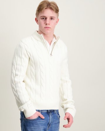 U.S. Polo Assn. Cable Knit Funnel Hvid Trøjer Dreng - Kids Brand Store