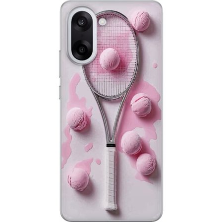 Kompatibel Mobilcover til OnePlus OnePlus Nord CE5 Rosa glaskugler og tennisketsjer i et kreativt stillbillede med legende popfølelse og moderne desi