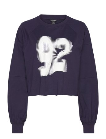 Monki Cropped Long-Sleeved T-Shirt - Navy - XXS