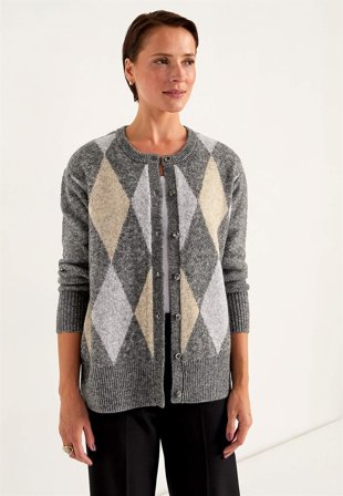 Cellbes of Sweden - Stickad cardigan - grå / rutig - för damer - 34/36