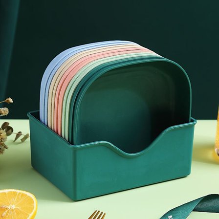 Gjenbrukbar frukttallerken, vaskbar desserttallerken, multifunksjonell snacktallerken med festet base, tallerken for beinrester