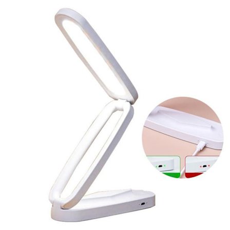 LED skrivebordslampe, 1200mAh genopladelig via USB, sammenklappelig for opbevaring.