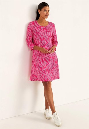 Cellbes of Sweden - Mönstrad trikåklänning med fickor - cerise / mönstrad - för damer - 50/52