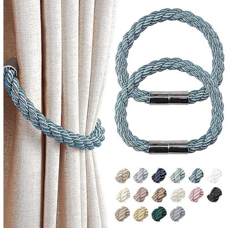 2 sett med gardinbinder, flettet tau gardinbinder