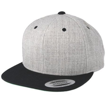 Yupoong - Grå snapback Keps - Heather Grey/Black Snapback @ Hatstore