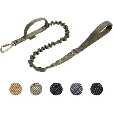 Taktisk militær hundeline K9 Bungee træningshundeeliner Heavy Rope Duty med håndtag til mellemstore og store hunde (Ranger Green)