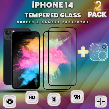 2-pack Iphone 14 - Skärmskydd & Linsskydd - Härdat Glas 9h