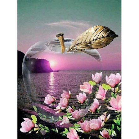 Eple og rosa magnolia DIY diamantmaling komplett sett DIY håndverk