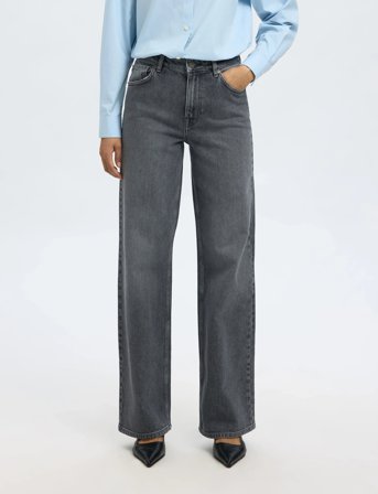 Selected Slfwide Bea-Kori Hw Jeans Noos - Grey - 30 x 32