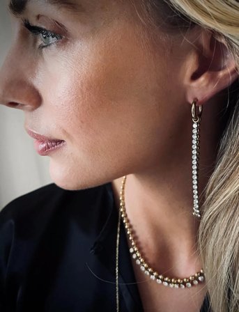 Bud to rose Ice Bead Fringe Earring Gold - Gold - ONE SIZE