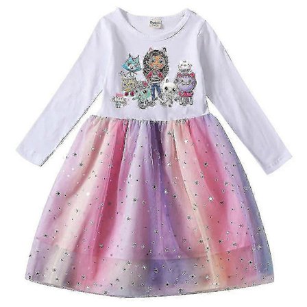 Gabby Cats Baby Jentekjoler Barn Gabbys Dukkehus Klær Karneval Cosplay Kostyme Barn Langermet Hverdagskjole Med Veske