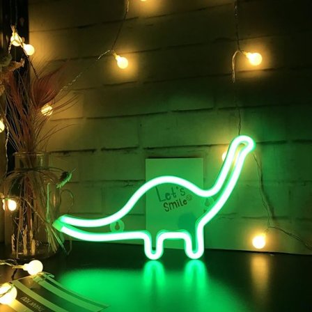 Dinosaur Formet Neon LED Lys Skilt (Dinosaur, Grøn) - 310*20*185(mm
