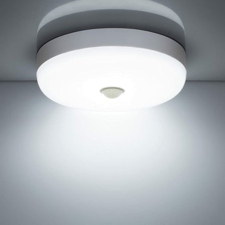 Galaxy LED-kattovalaisin liikeanturilla 12W 1500LM 6500K kylmävalkoinen IP56 vedenkestävä pyöreä LED-kattolamppu, sopii ulko- ja sisäportaisiin