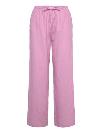 Gina Tricot Linen Blend Trousers - Pink - XL