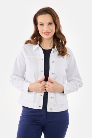 BRANDTEX - Kort Jakke - hvid - Knaplukning