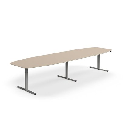Konferensbord NOVUS, höj- och sänkbart, 4000x1200 mm, silver/lergrå