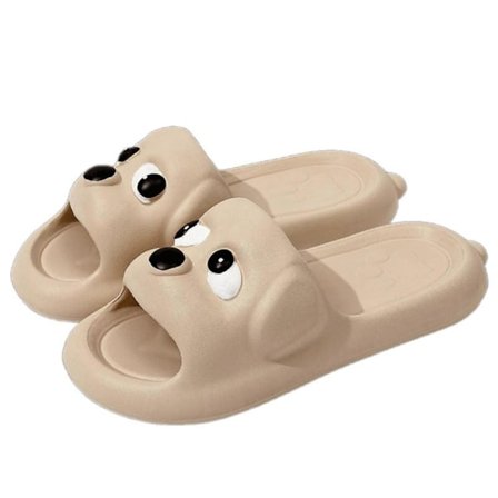 Letvægts hjemmesko med hundemønster, skridsikkert design, sommer afslappede EVA-sandaler til badeværelses- og køkkengulve, brun C