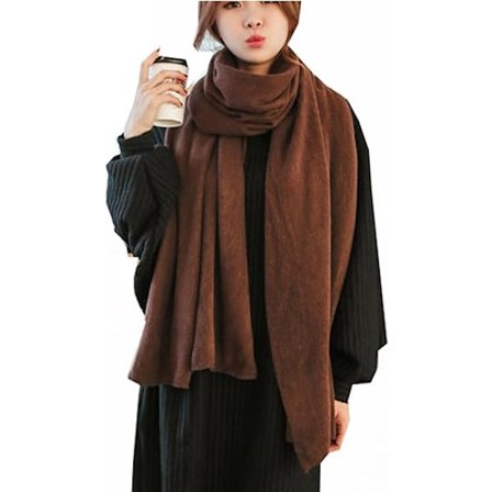 Dame Varmt Vinter Skjerf Sett Filt Hodesjal Ensfarget CLT01