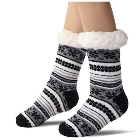 Gulvsokker, varme vintersokker, innesokker, peiskosetøfler, varme sklisikre hussokker for voksne, sklisikre tøffelsokker, tykke plysjsokker